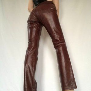 Gap Genuine Leather Oxblood Brown Boot Cut Pants